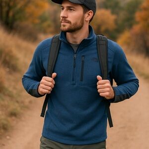 The North Face Men’s Canyonlands Blue Quarter Zip Fleece Pullover – Size M